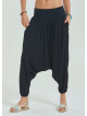 Black Women's Shalwar with Gimp Detailed Elastic Pocket on the Leg 4480